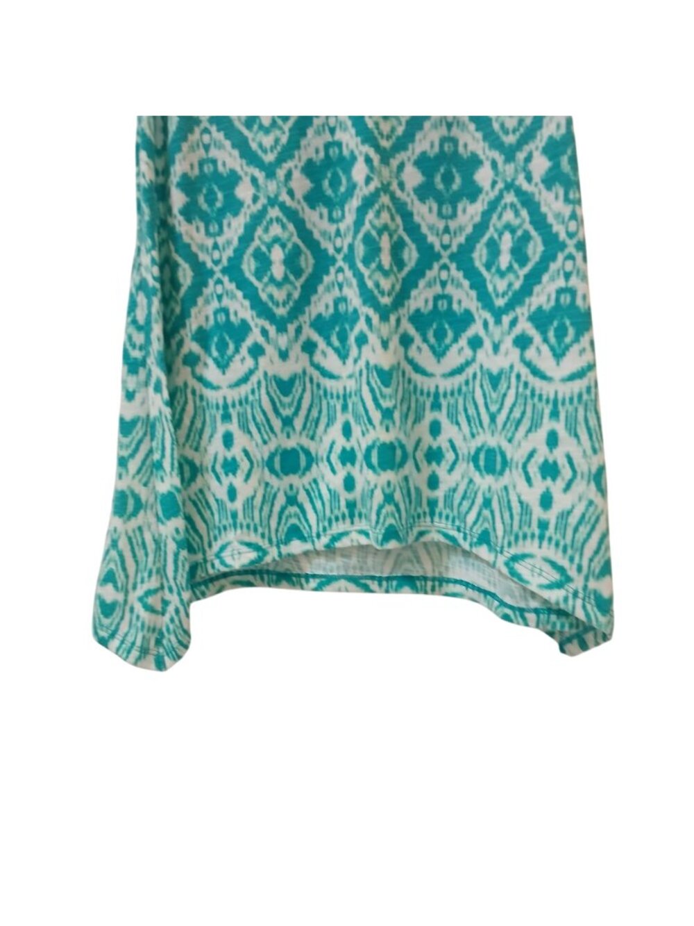 Sonoma Goods For Life Womens S Sleeveless Top Teal White Ikat Print Casual #D-27 - Picture 4 of 7